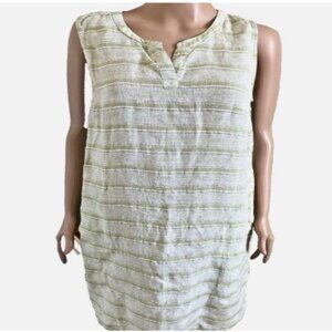 HABITAT Green Linen Sleevess Art To Wear Dress with Pockets Medium - Excellent